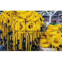 12/3 Yellow Outdoor Multi Outlet Extension Cord 5 Water Resistant Covered Outlets